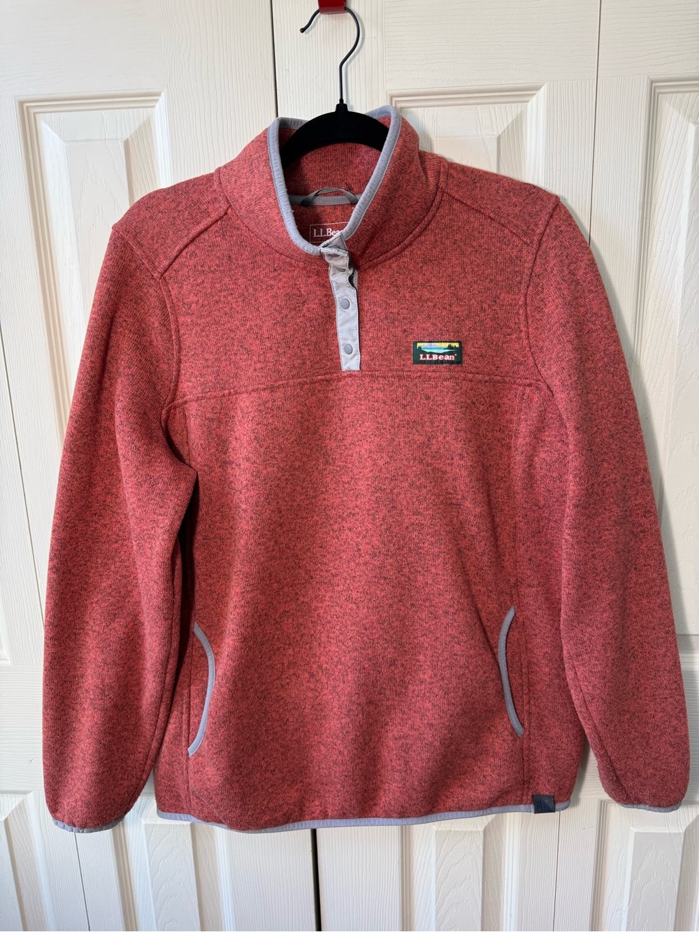 L.L.Bean Sweater Fleece Pullover Women’s Size XL Red Heather 1/4 Snap Neck